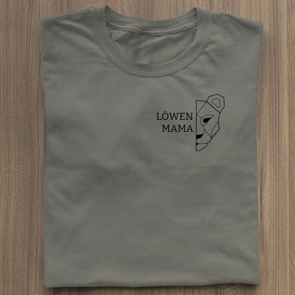 Löwen Mama Brusttasche - Bio Damen Shirt *personalisierbar (ohne Namen)* Stella Muser Shirt ST ST Khaki