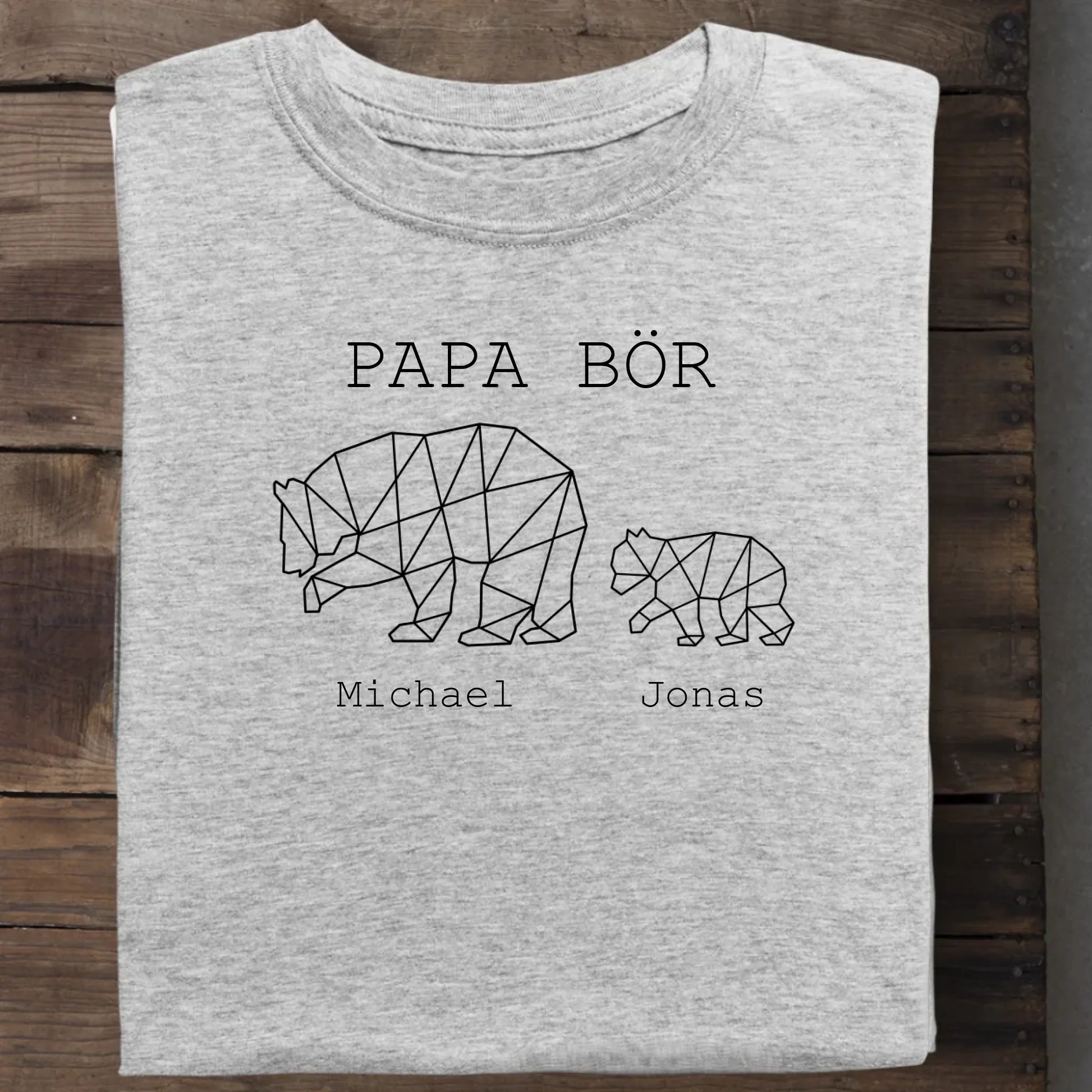 Papa Bör - Bio Herren Shirt *personalisierbar (1-4 Kinder mit Namen)* Creator T-Shirt 2.0 ST ST Heather-Grey