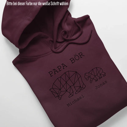 Papa Bör - Bio Unisex Hoodie *personalisierbar (1-4 Kinder mit Namen)* Cruiser Hoodie 2.0 ST ST Burgundy