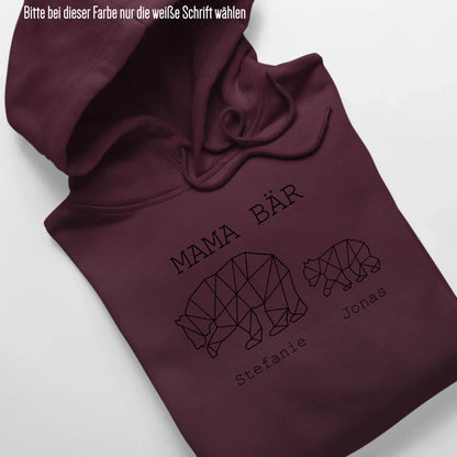 Mama Bär - Bio Unisex Hoodie *personalisierbar (1-4 Kinder mit Namen)* Cruiser Hoodie 2.0 ST ST Burgundy