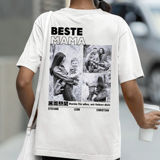 Beste Mama - Bio Oversized Damen Shirt *personalisierbar mit Fotos*