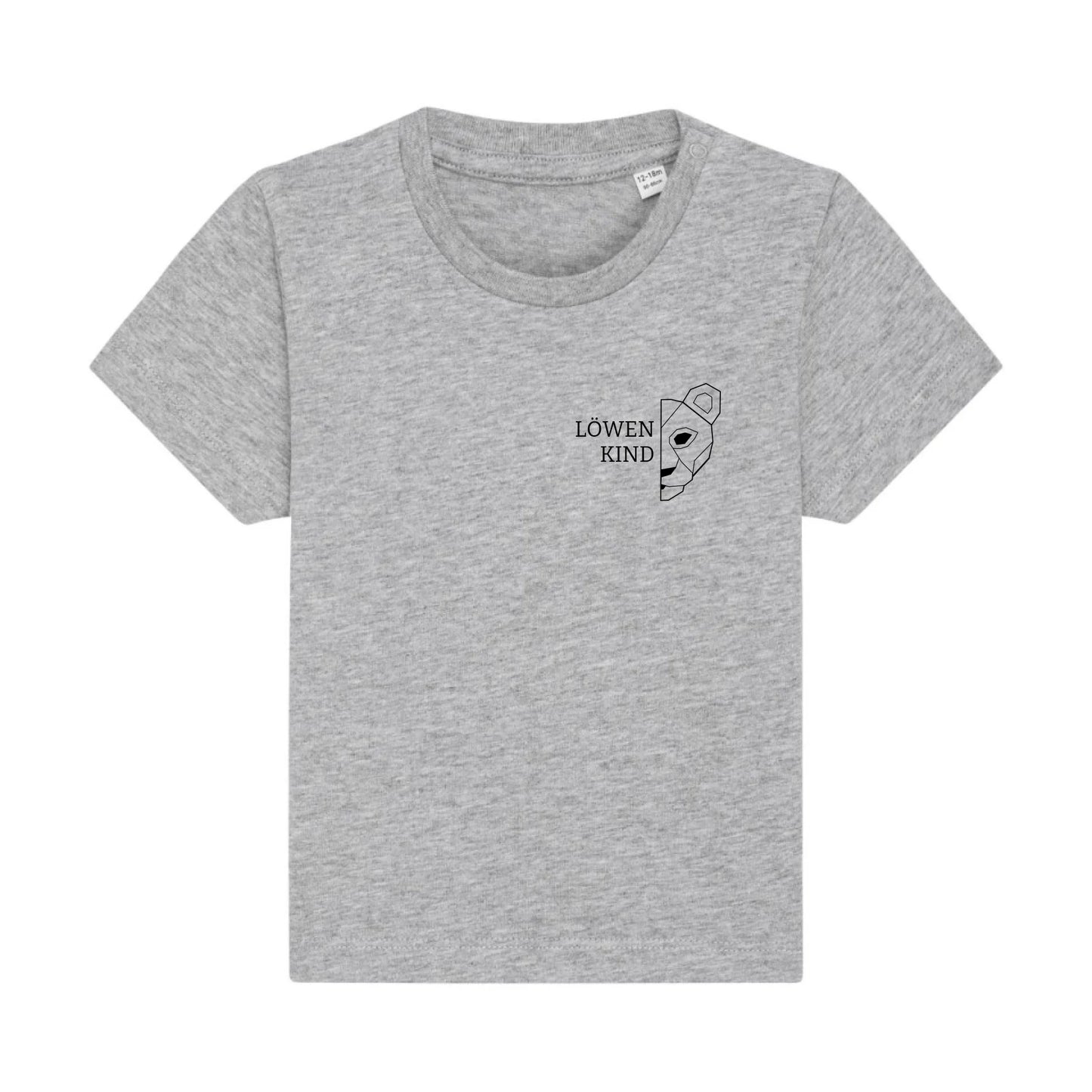 Löwen Baby Brusttasche - Bio Baby Shirt *personalisierbar (ohne Namen)* Baby Creator T-Shirt ST ST NEU Heather-Grey