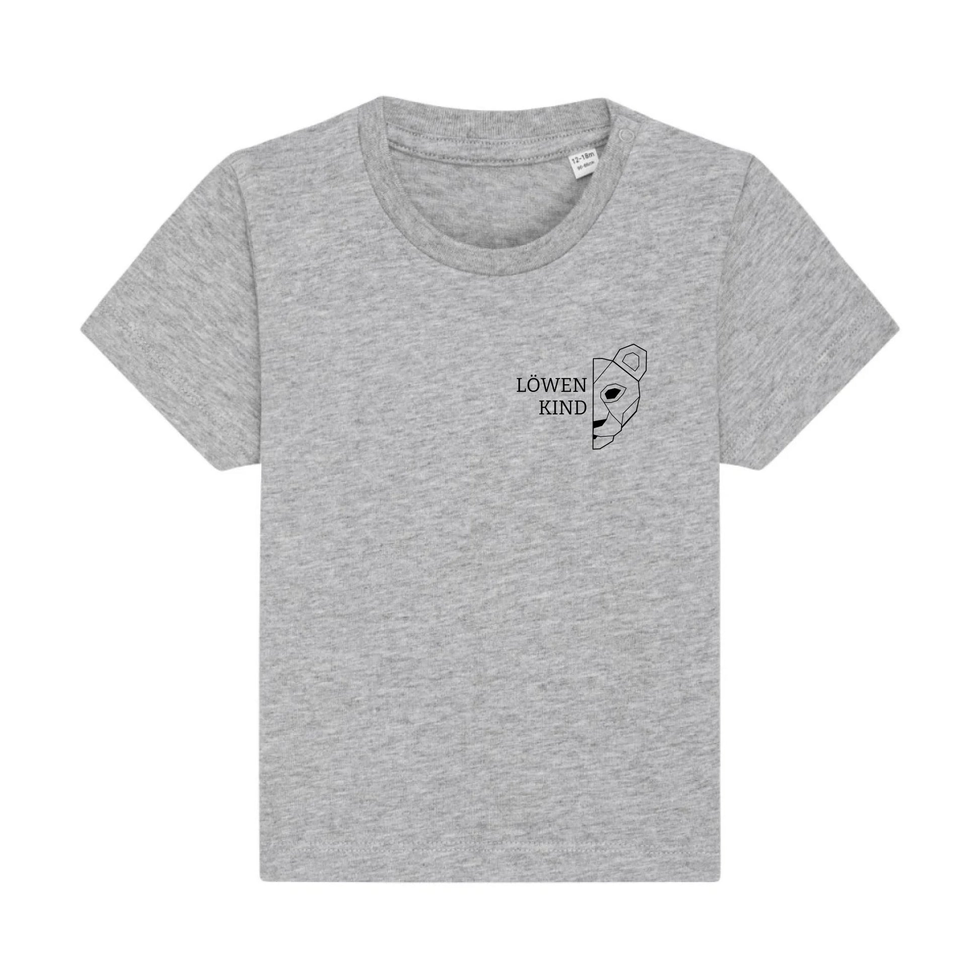 Löwen Baby Brusttasche - Bio Baby Shirt *personalisierbar (ohne Namen)* Baby Creator T-Shirt ST ST NEU Heather-Grey