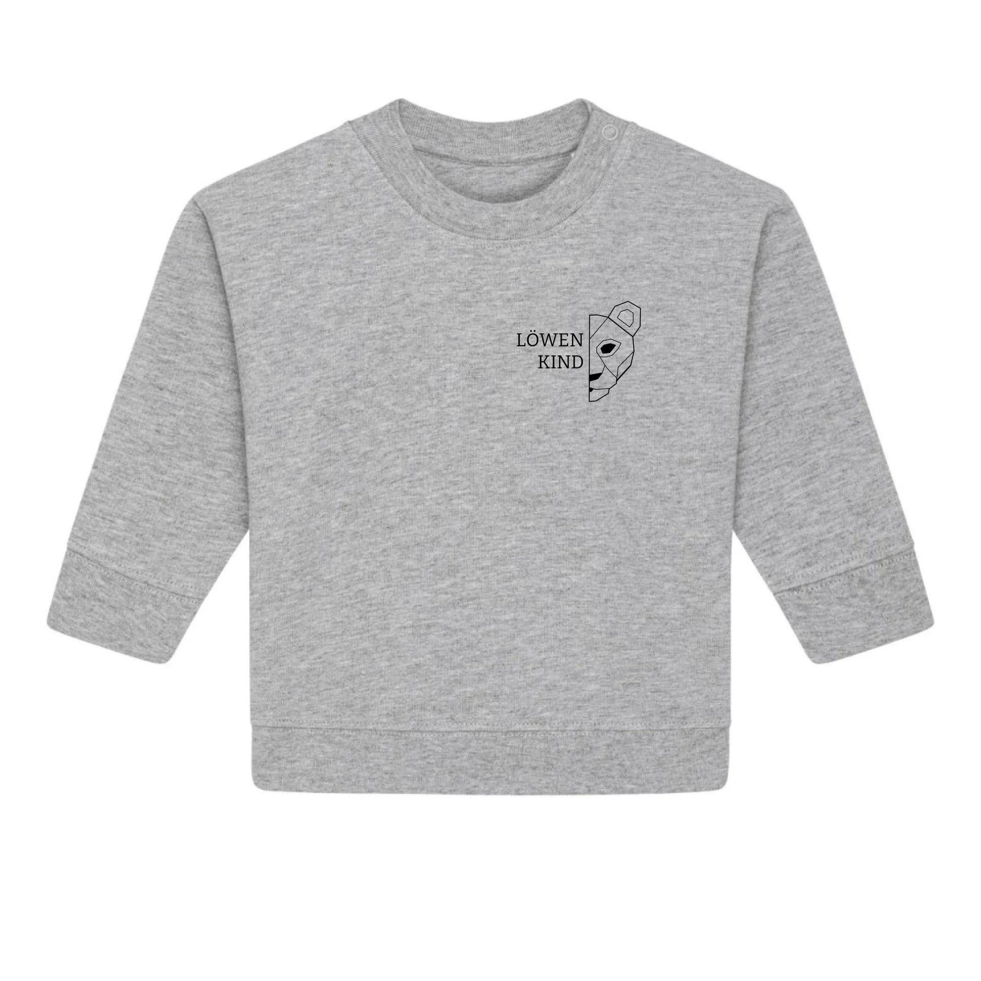Löwen Baby Brusttasche - Bio Baby Sweatshirt *personalisierbar (ohne Namen)* Baby Changer Sweatshirt ST ST NEU Heather-Grey