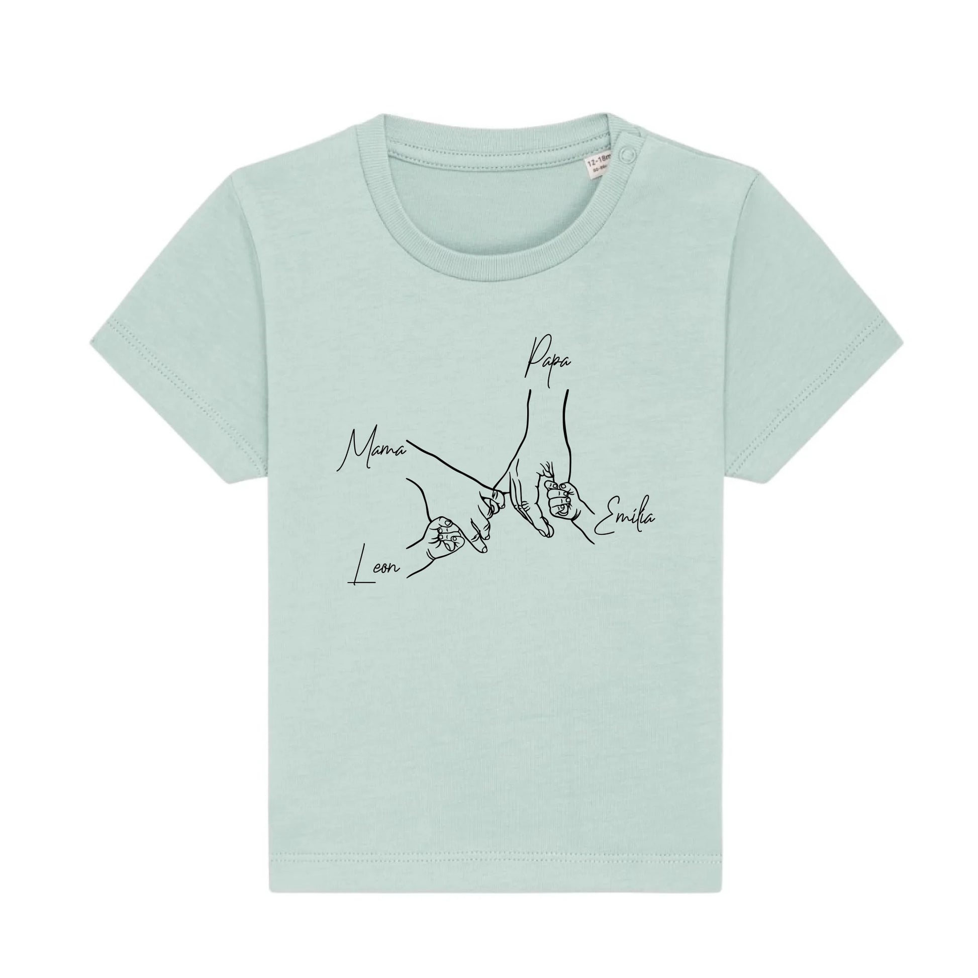 Family Hands - Bio Baby Shirt *personalisierbar* Baby Creator T-Shirt ST ST NEU Caribbean-Blue