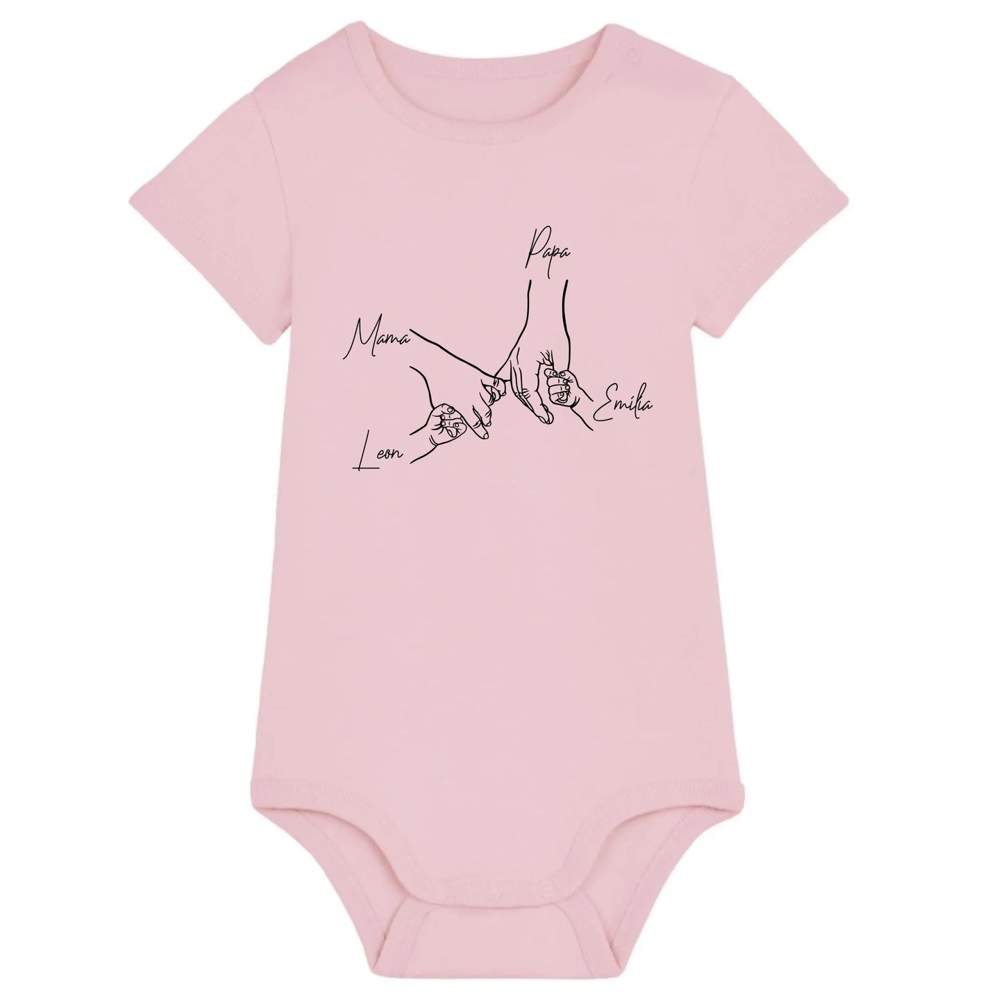Family Hands - Bio Baby Body *personalisierbar* Baby Body ST ST Cotton-Pink