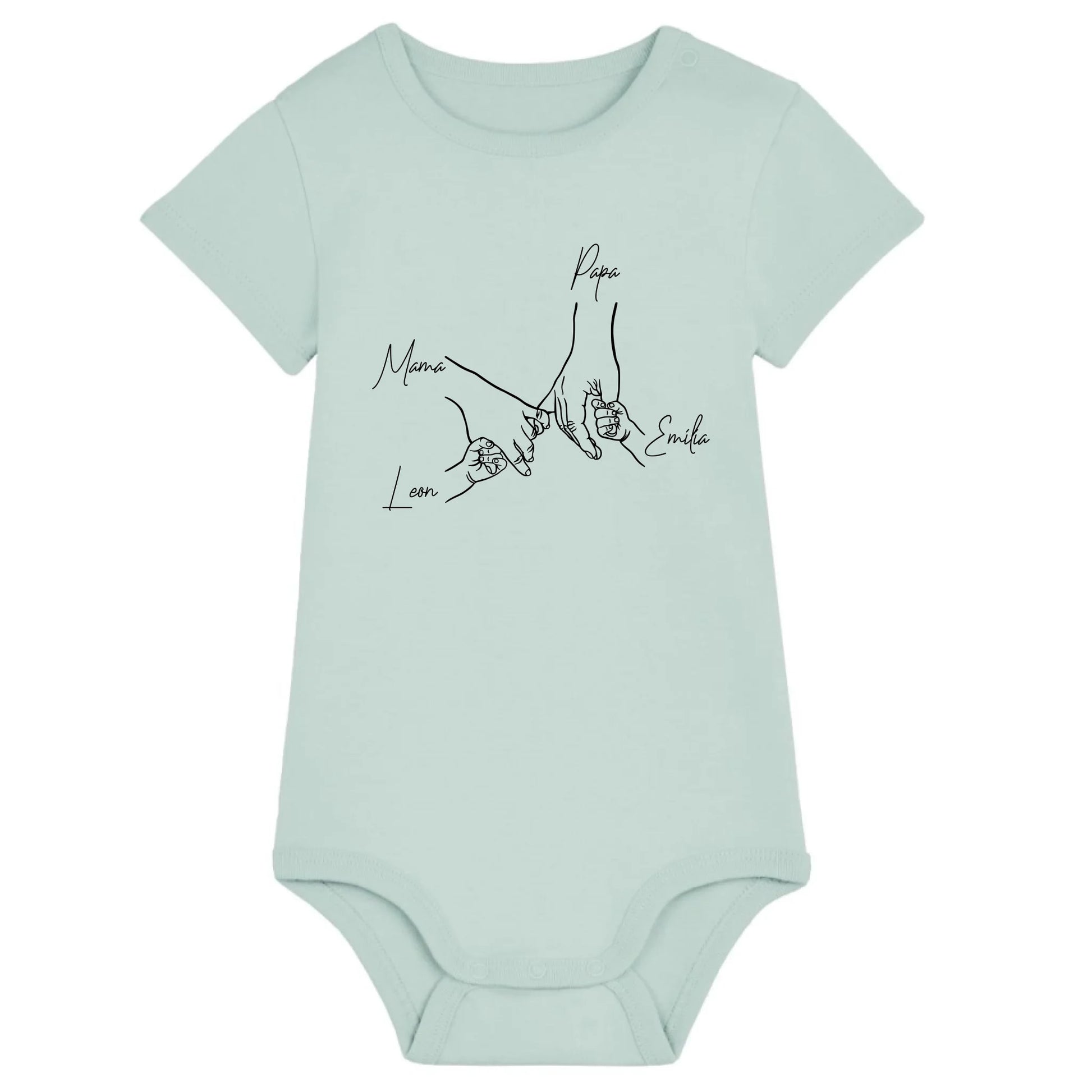 Family Hands - Bio Baby Body *personalisierbar* Baby Body ST ST Caribbean-Blue