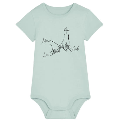 Family Hands - Bio Baby Body *personalisierbar* Baby Body ST ST Caribbean-Blue
