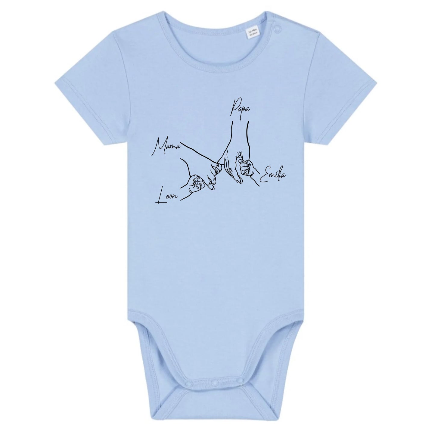 Family Hands - Bio Baby Body *personalisierbar* Baby Body ST ST Blue-Soul