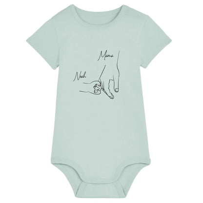 Hold my hand Mom - Bio Baby Body *personalisierbar* Baby Body ST ST Caribbean-Blue