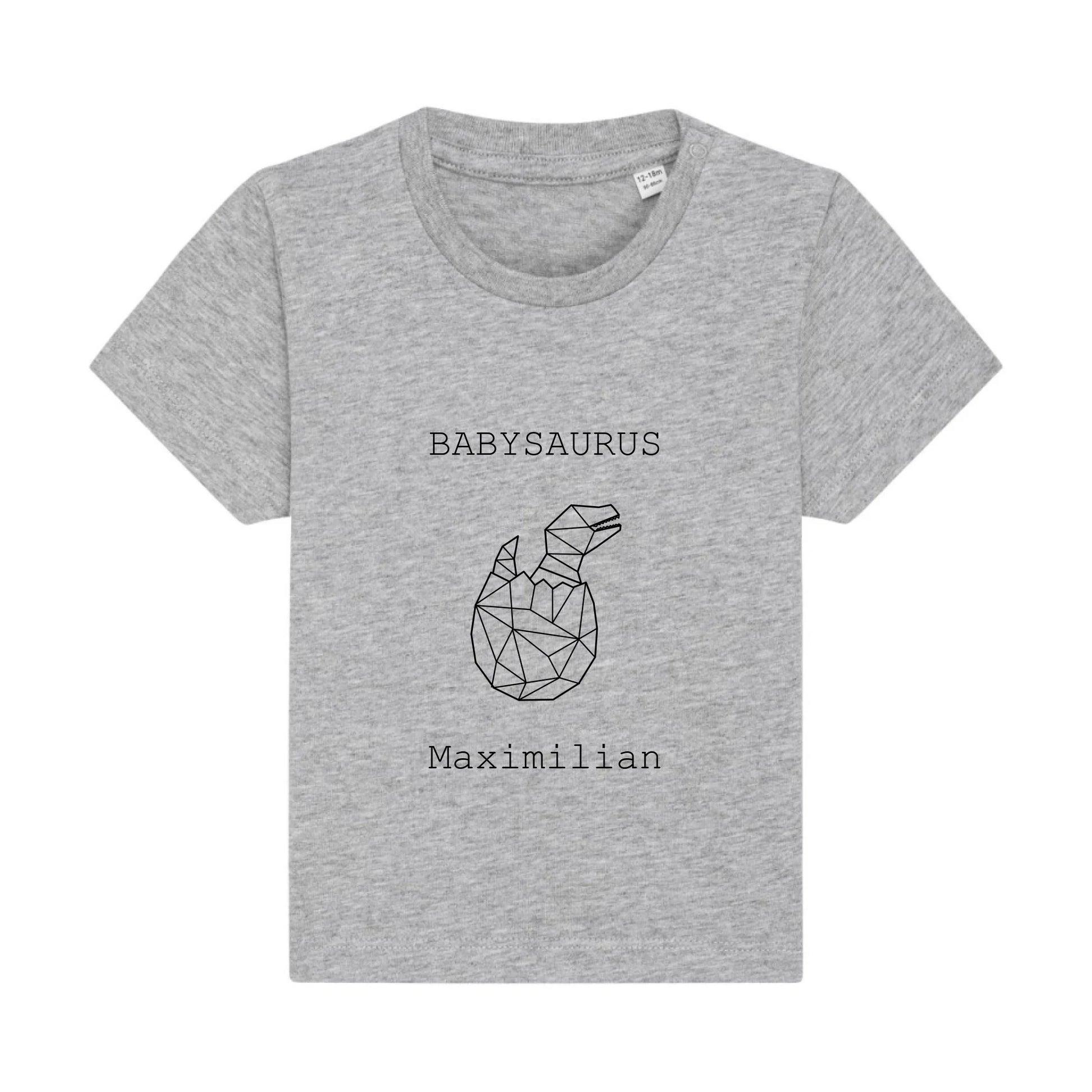 Babysaurus - Bio Baby Shirt *personalisierbar (mit Namen)* Baby Creator T-Shirt ST ST NEU Heather-Grey