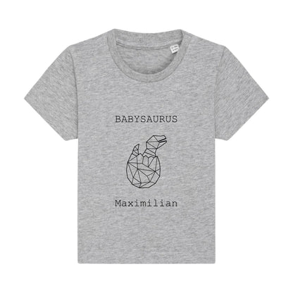Babysaurus - Bio Baby Shirt *personalisierbar (mit Namen)* Baby Creator T-Shirt ST ST NEU Heather-Grey