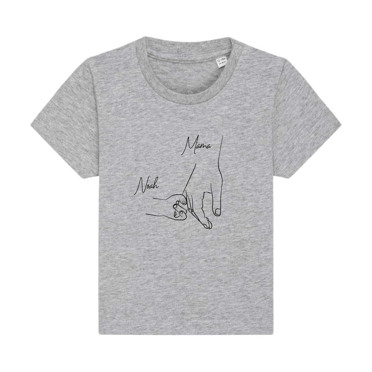 Hold my hand Mom - Bio Baby Shirt *personalisierbar* Baby Creator T-Shirt ST ST NEU Heather-Grey