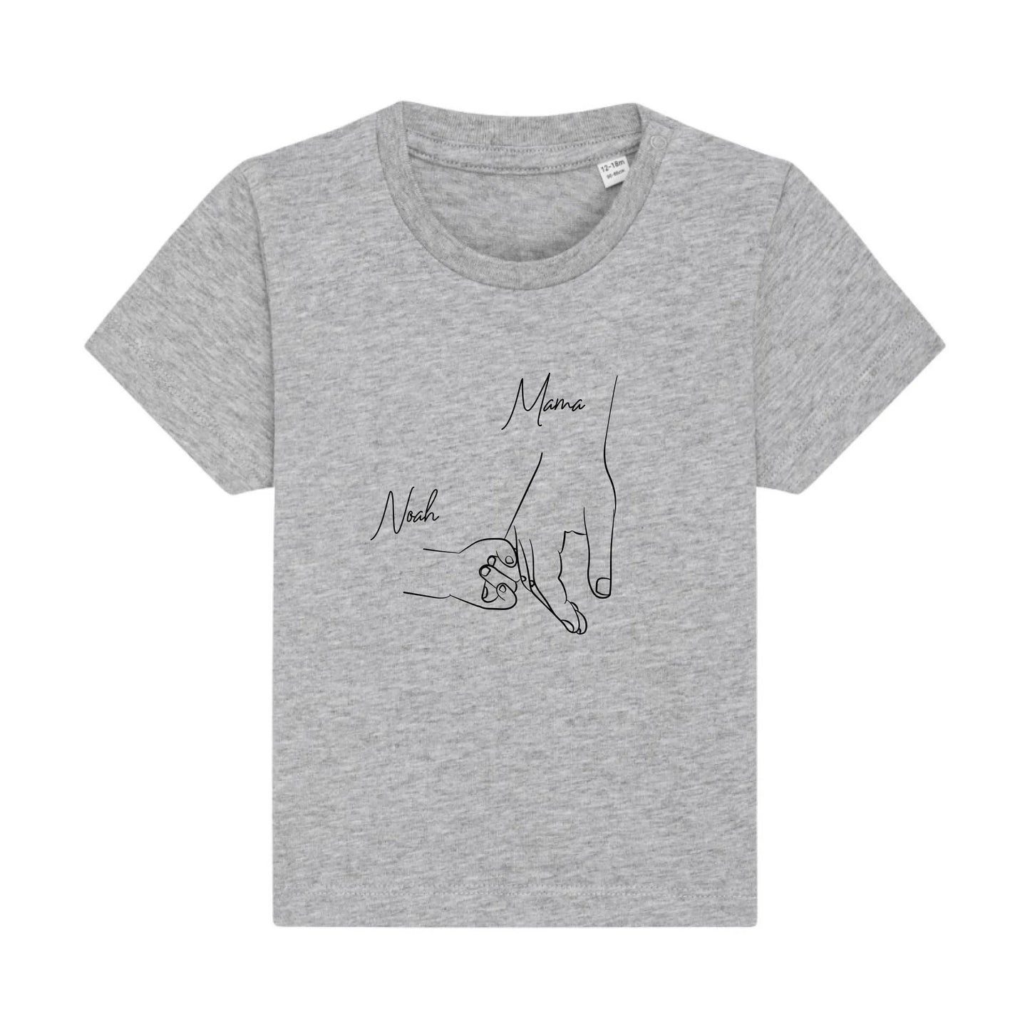 Hold my hand Mom - Bio Baby Shirt *personalisierbar* Baby Creator T-Shirt ST ST NEU Heather-Grey