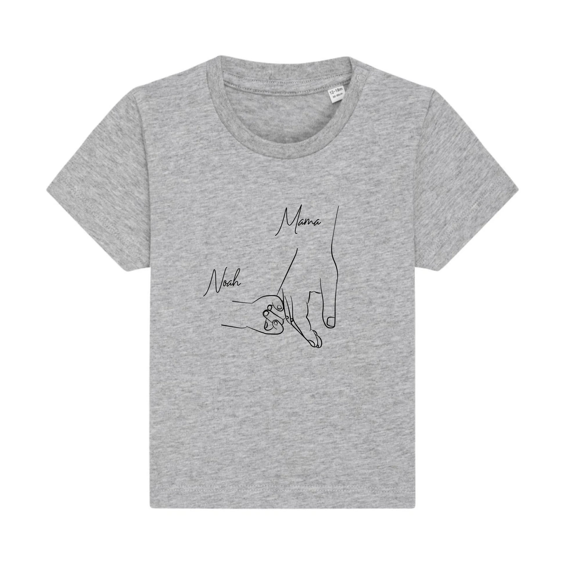 Hold my hand Mom - Bio Baby Shirt *personalisierbar* Baby Creator T-Shirt ST ST NEU Heather-Grey