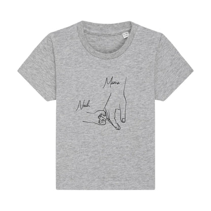 Hold my hand Mom - Bio Baby Shirt *personalisierbar* Baby Creator T-Shirt ST ST NEU Heather-Grey