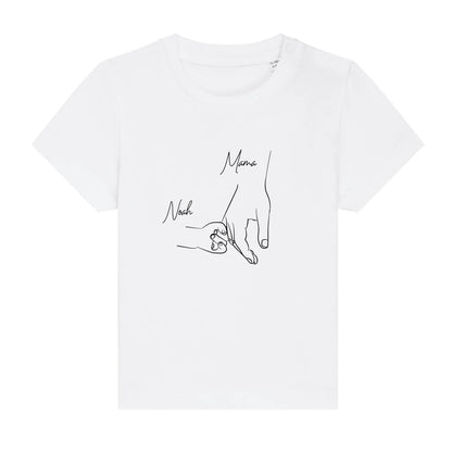 Hold my hand Mom - Bio Baby Shirt *personalisierbar* Baby Creator T-Shirt ST ST NEU White