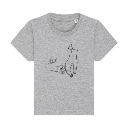 Hold my hand Dad - Bio Baby Shirt *personalisierbar* Baby Creator T-Shirt ST ST NEU Heather-Grey