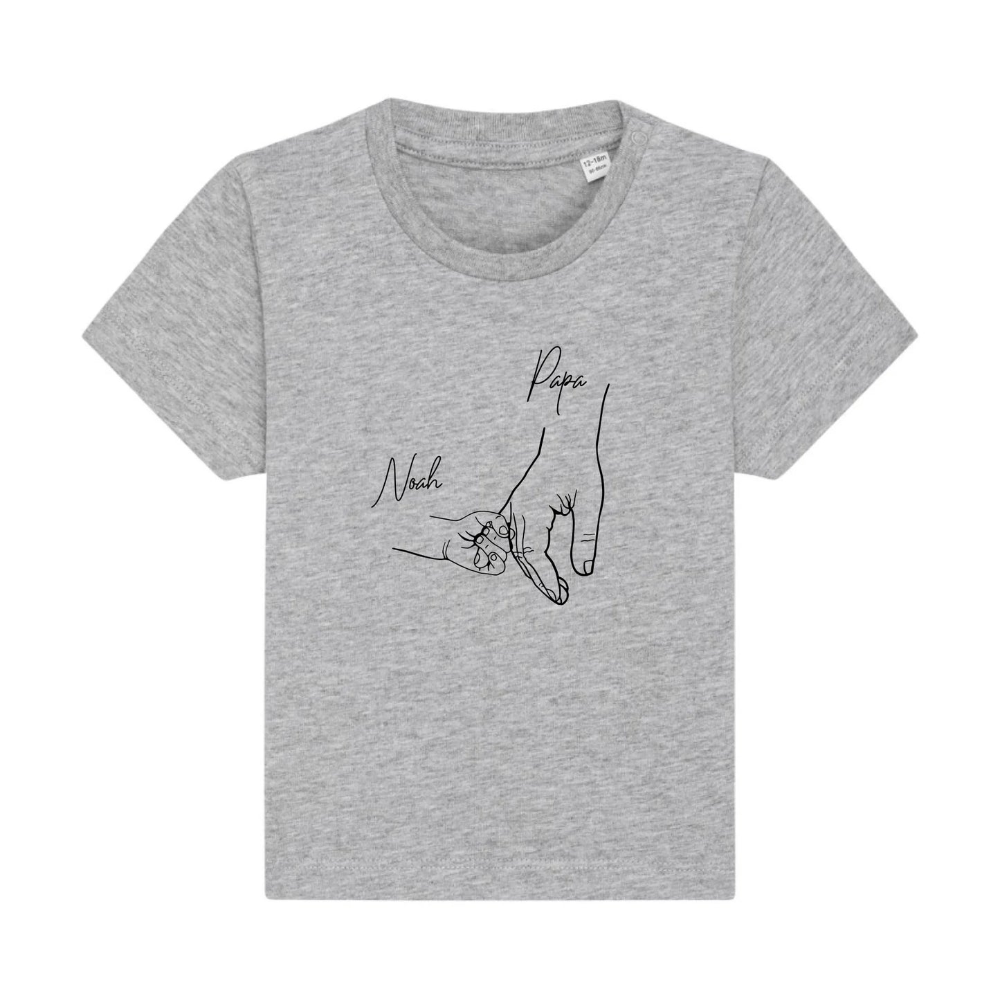 Hold my hand Dad - Bio Baby Shirt *personalisierbar* Baby Creator T-Shirt ST ST NEU Heather-Grey