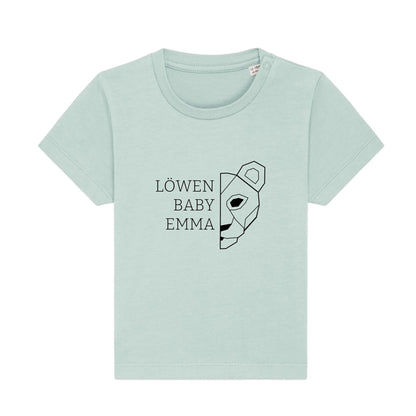 Löwen Baby - Bio Baby Shirt *personalisierbar (mit Namen)* Baby Creator T-Shirt ST ST NEU Caribbean-Blue