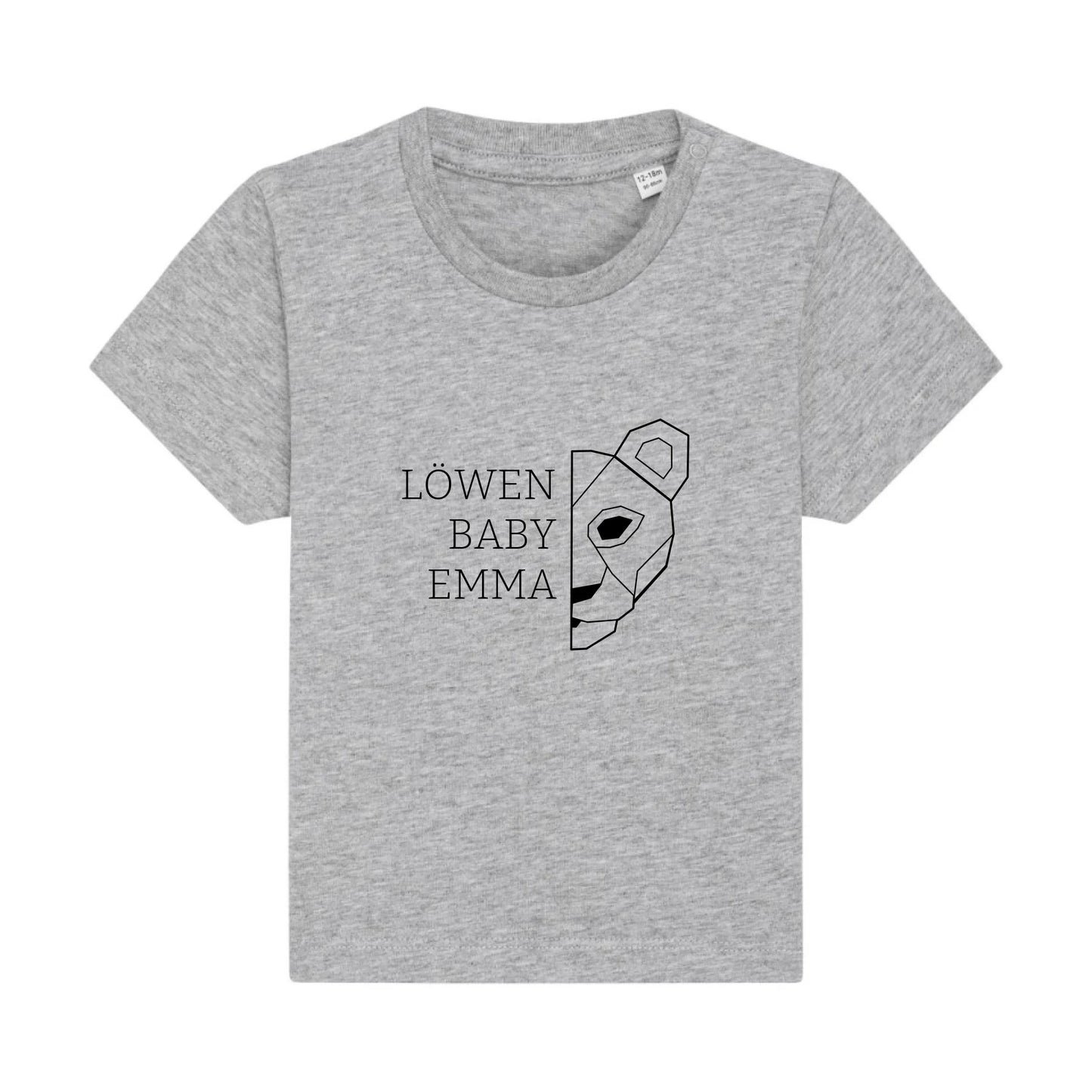 Löwen Baby - Bio Baby Shirt *personalisierbar (mit Namen)* Baby Creator T-Shirt ST ST NEU Heather-Grey