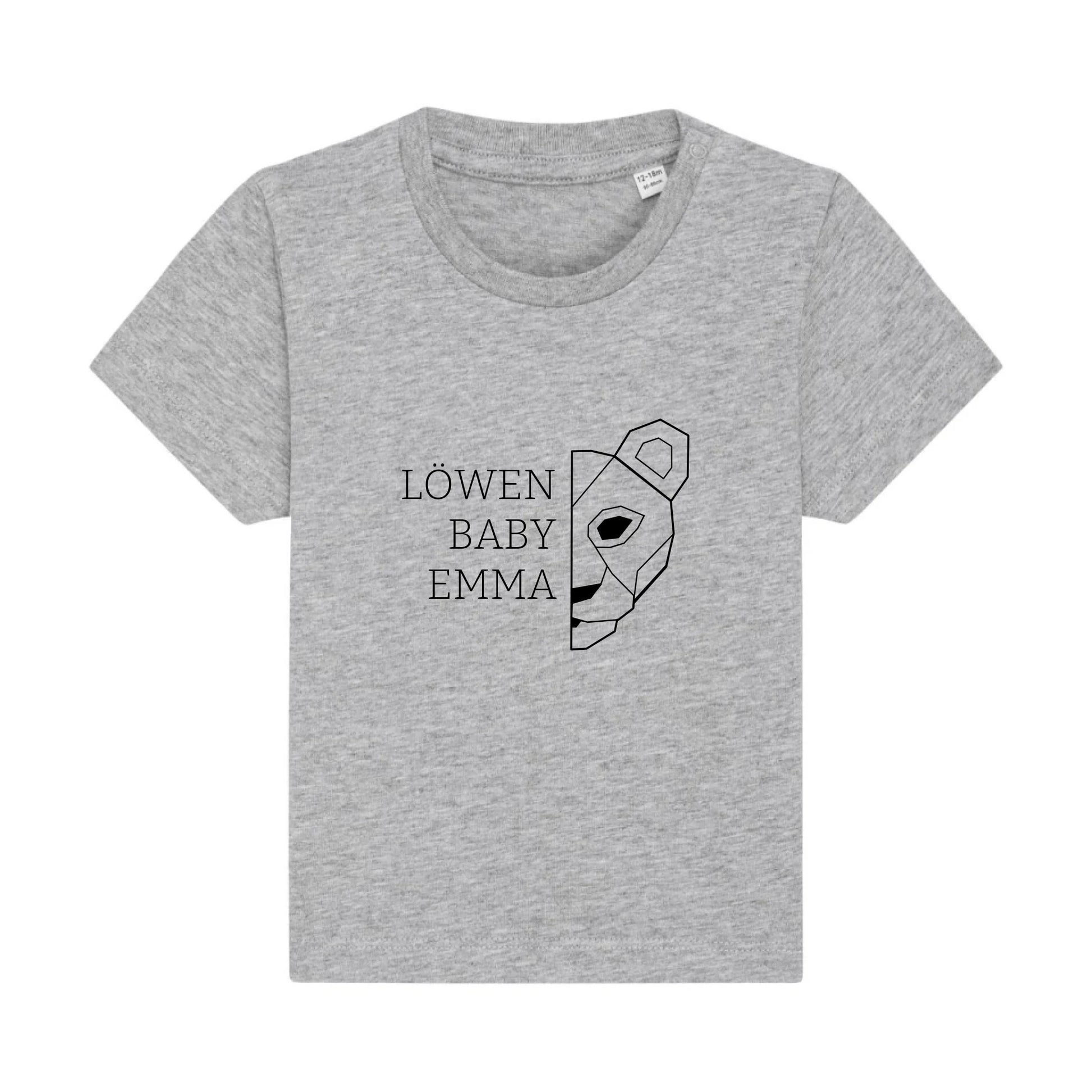 Löwen Baby - Bio Baby Shirt *personalisierbar (mit Namen)* Baby Creator T-Shirt ST ST NEU Heather-Grey