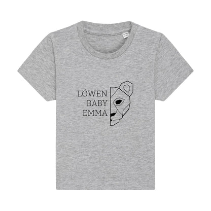 Löwen Baby - Bio Baby Shirt *personalisierbar (mit Namen)* Baby Creator T-Shirt ST ST NEU Heather-Grey