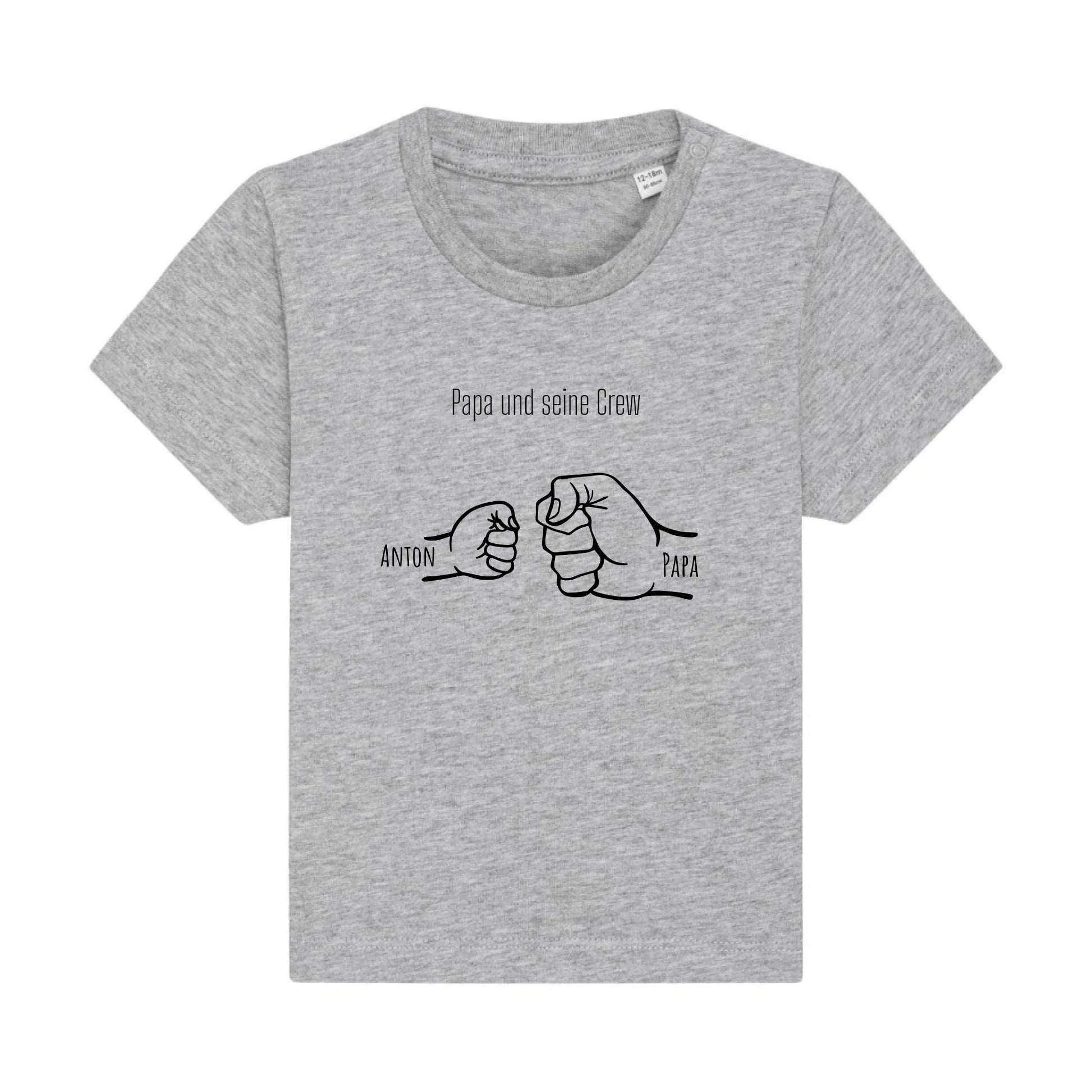 Papa und seine Crew - Bio Baby Shirt *personalisierbar* Baby Creator T-Shirt ST ST NEU Heather-Grey