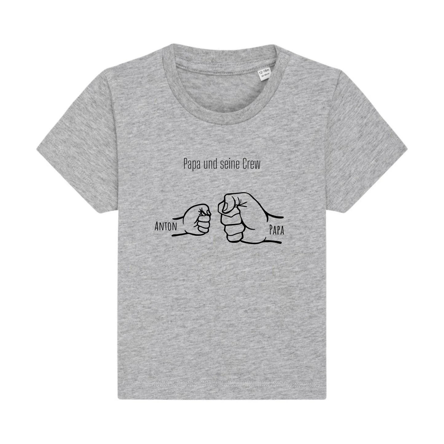 Papa und seine Crew - Bio Baby Shirt *personalisierbar* Baby Creator T-Shirt ST ST NEU Heather-Grey
