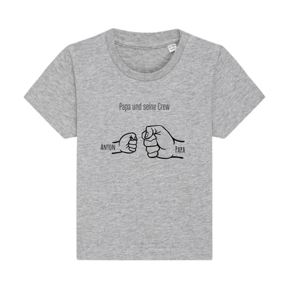 Papa und seine Crew - Bio Baby Shirt *personalisierbar* Baby Creator T-Shirt ST ST NEU Heather-Grey