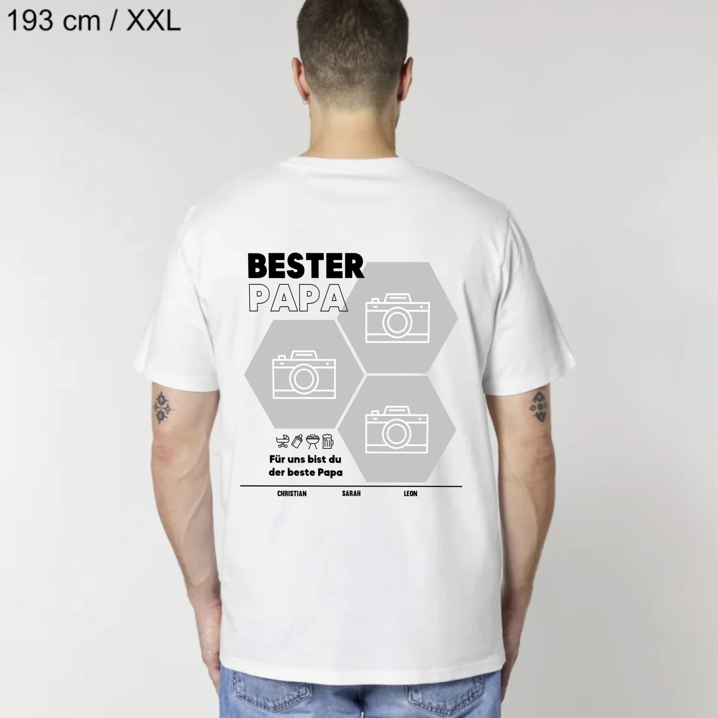 Bester Papa Wabe - Bio Herren Shirt *personalisierbar mit Fotos*