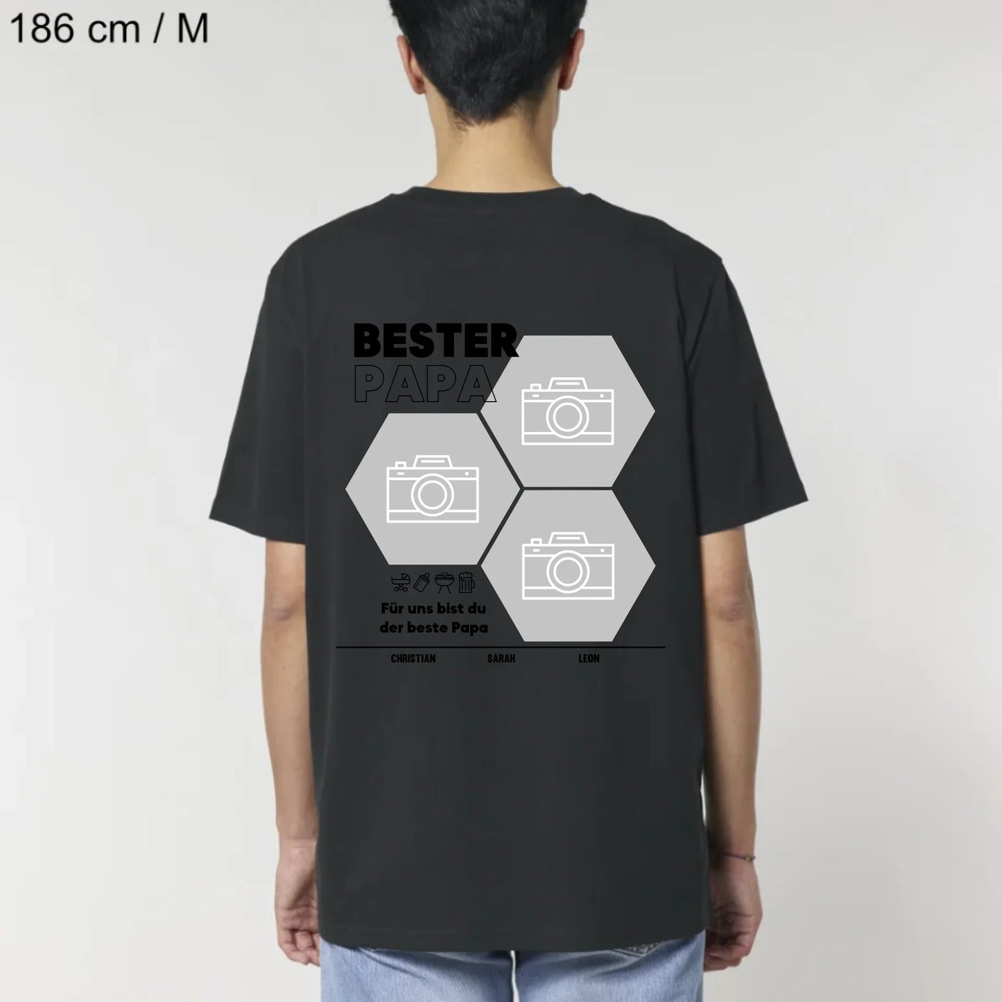 Bester Papa Wabe - Bio Herren Shirt *personalisierbar mit Fotos*