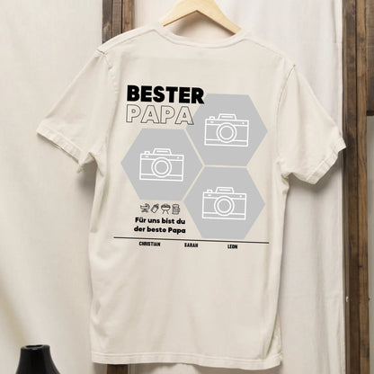 Bester Papa Wabe - Bio Herren Shirt *personalisierbar mit Fotos* Creator T-Shirt 2.0 ST ST BACK ONLY Natural-Raw