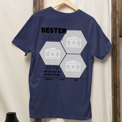 Bester Papa Wabe - Bio Herren Shirt *personalisierbar mit Fotos* Creator T-Shirt 2.0 ST ST BACK ONLY French-Navy