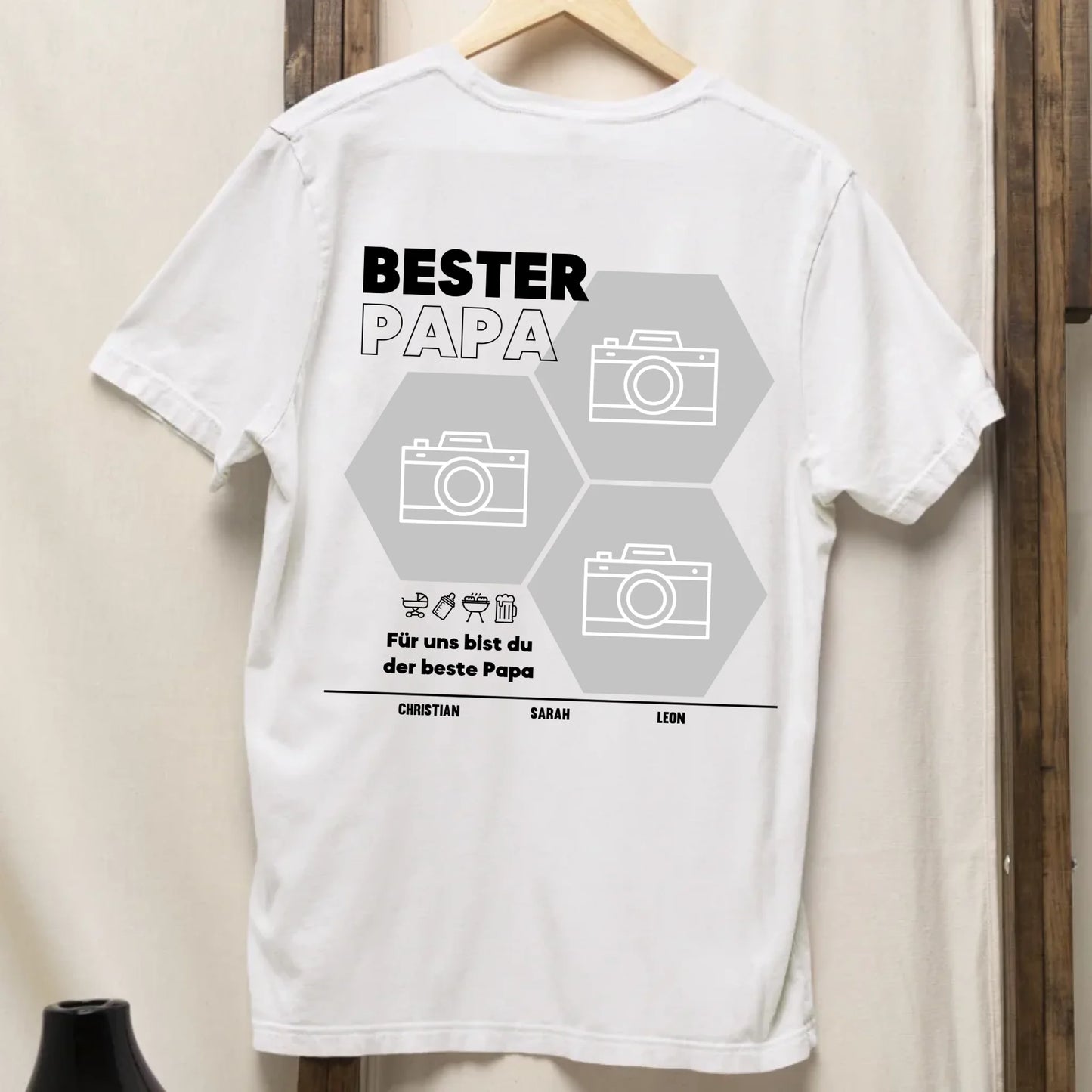 Bester Papa Wabe - Bio Herren Shirt *personalisierbar mit Fotos* Creator T-Shirt 2.0 ST ST BACK ONLY White