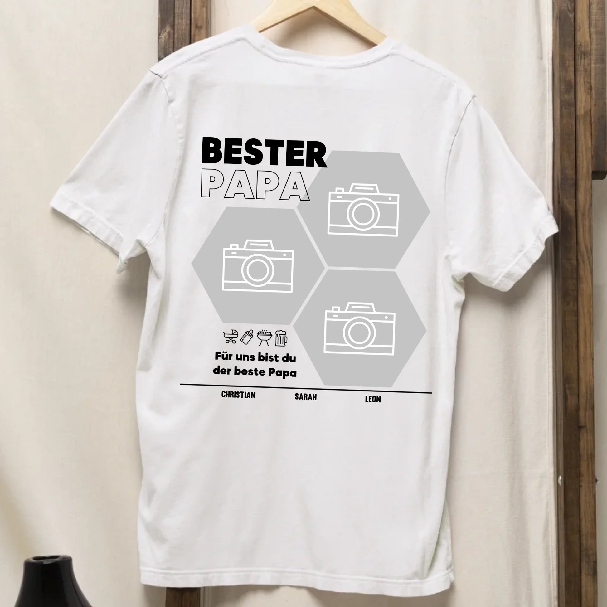 Bester Papa Wabe - Bio Herren Shirt *personalisierbar mit Fotos* Creator T-Shirt 2.0 ST ST BACK ONLY White