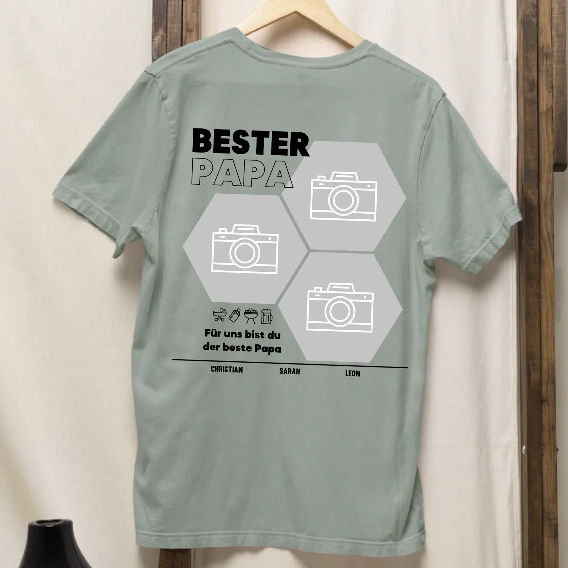 Bester Papa Wabe - Bio Herren Shirt *personalisierbar mit Fotos* Creator T-Shirt 2.0 ST ST BACK ONLY Aloe