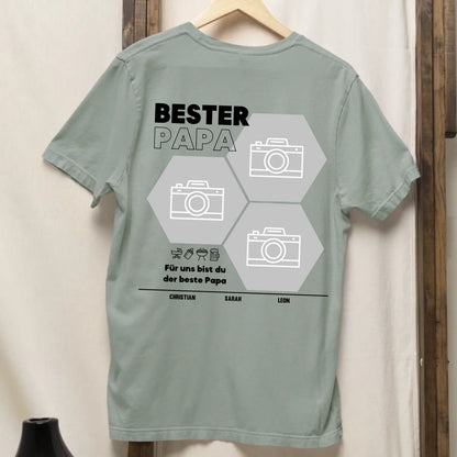 Bester Papa Wabe - Bio Herren Shirt *personalisierbar mit Fotos* Creator T-Shirt 2.0 ST ST BACK ONLY Aloe