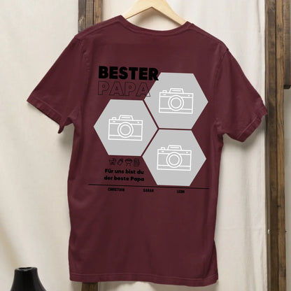 Bester Papa Wabe - Bio Herren Shirt *personalisierbar mit Fotos* Creator T-Shirt 2.0 ST ST BACK ONLY Burgundy