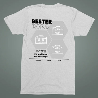 Bester Papa Wabe - Bio Herren Shirt *personalisierbar mit Fotos* Creator T-Shirt 2.0 ST ST BACK ONLY Heather-Grey