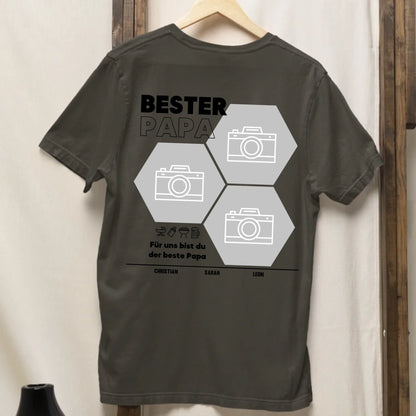 Bester Papa Wabe - Bio Herren Shirt *personalisierbar mit Fotos* Creator T-Shirt 2.0 ST ST BACK ONLY Khaki