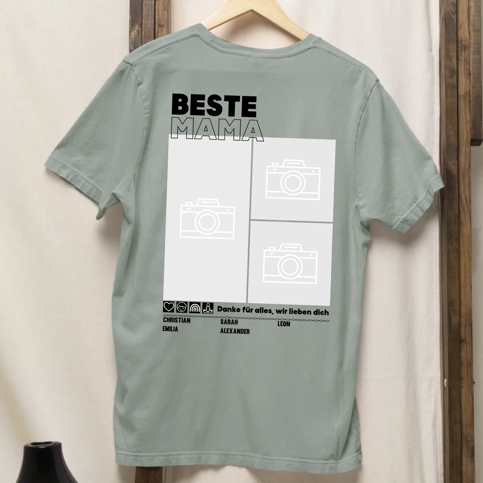 Beste Mama - Bio Oversized Damen Shirt *personalisierbar mit Fotos* Creator T-Shirt 2.0 ST ST BACK ONLY Aloe
