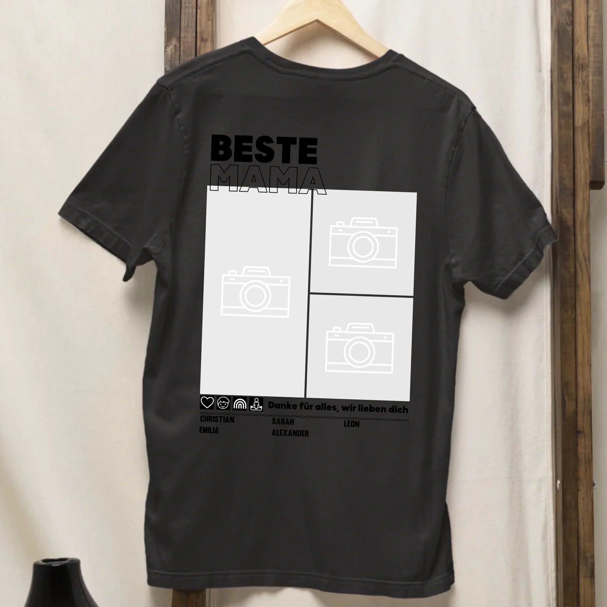 Beste Mama - Bio Oversized Damen Shirt *personalisierbar mit Fotos* Creator T-Shirt 2.0 ST ST BACK ONLY Black