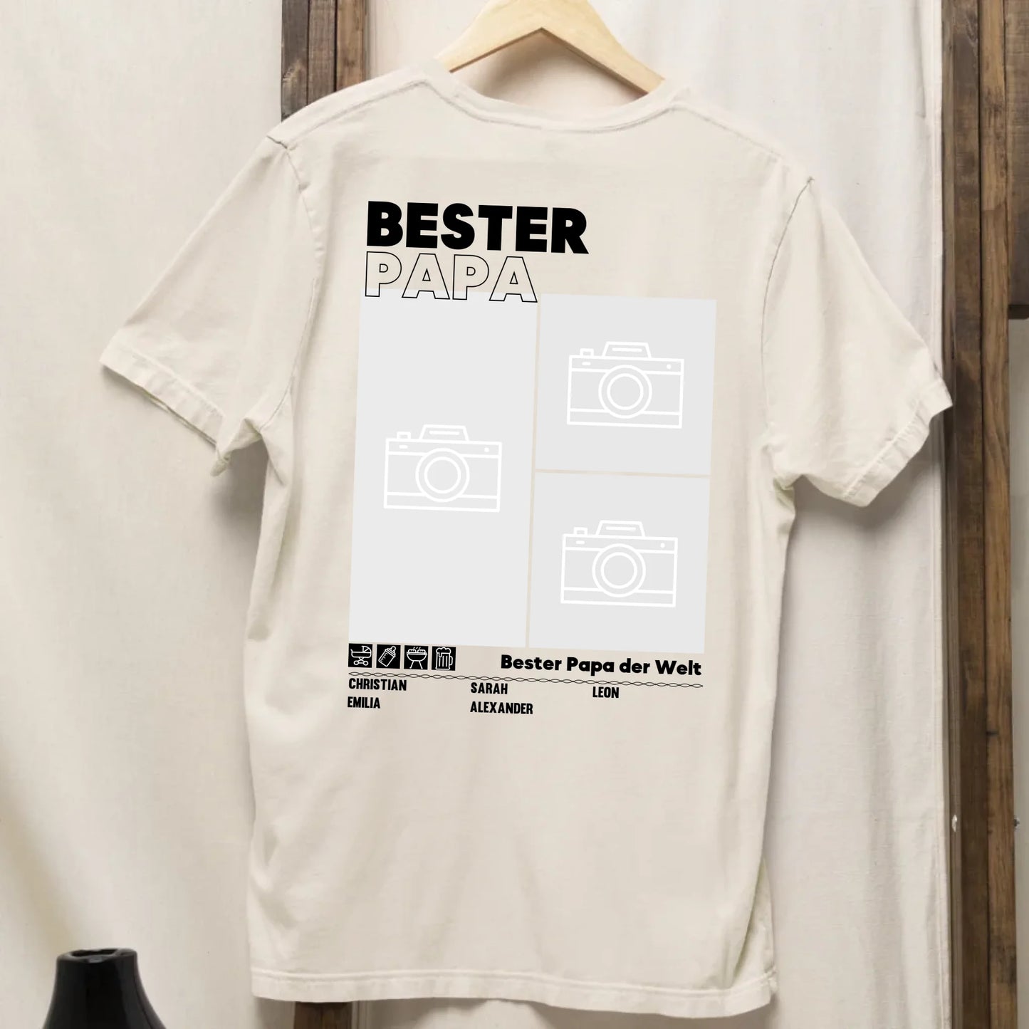 Bester Papa - Bio Herren Shirt *personalisierbar mit Fotos* Creator T-Shirt 2.0 ST ST BACK ONLY Natural-Raw