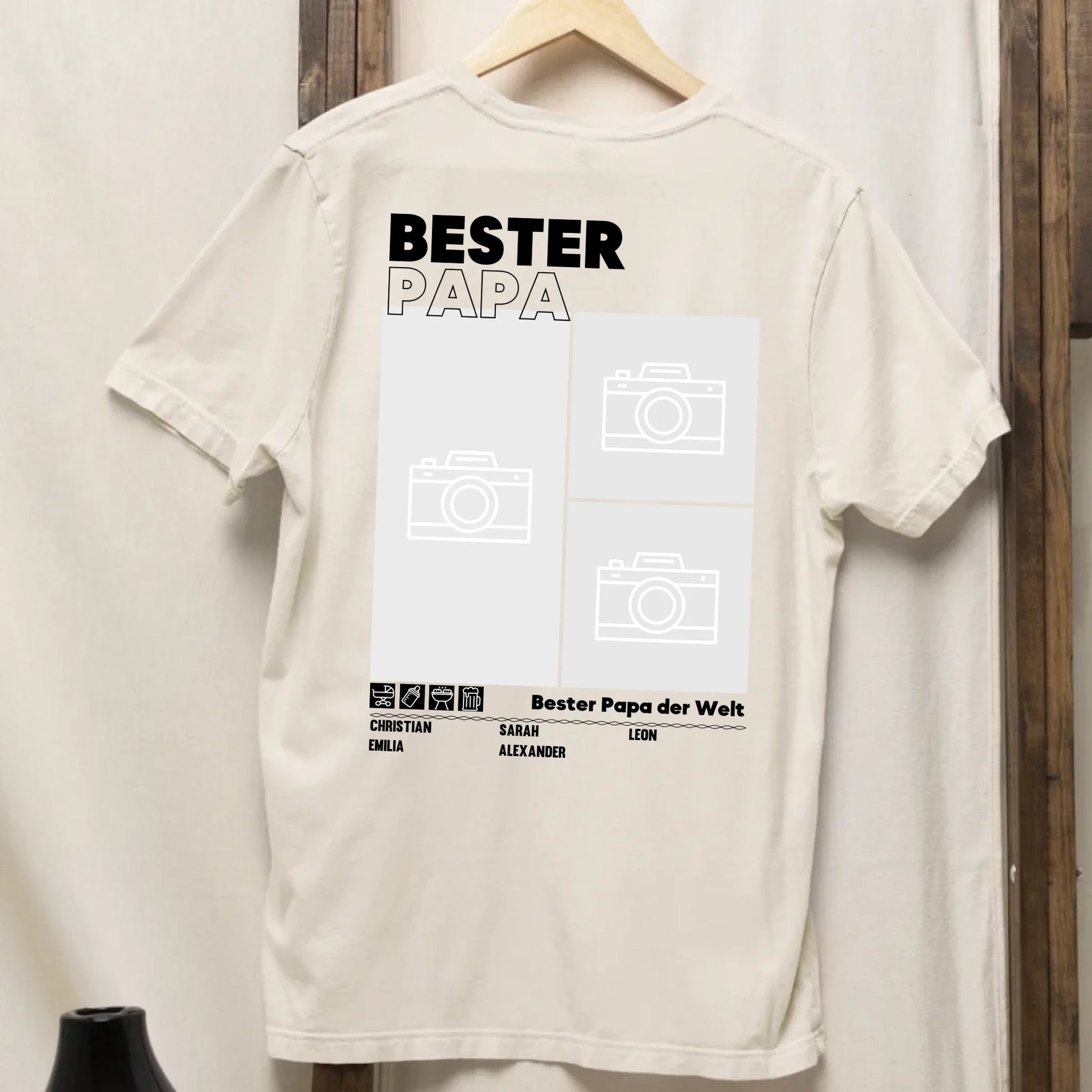 Bester Papa - Bio Herren Shirt *personalisierbar mit Fotos* Creator T-Shirt 2.0 ST ST BACK ONLY Natural-Raw