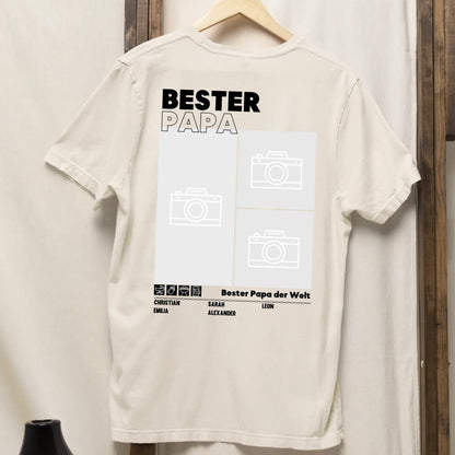 Bester Papa - Bio Herren Shirt *personalisierbar mit Fotos* Creator T-Shirt 2.0 ST ST BACK ONLY Natural-Raw