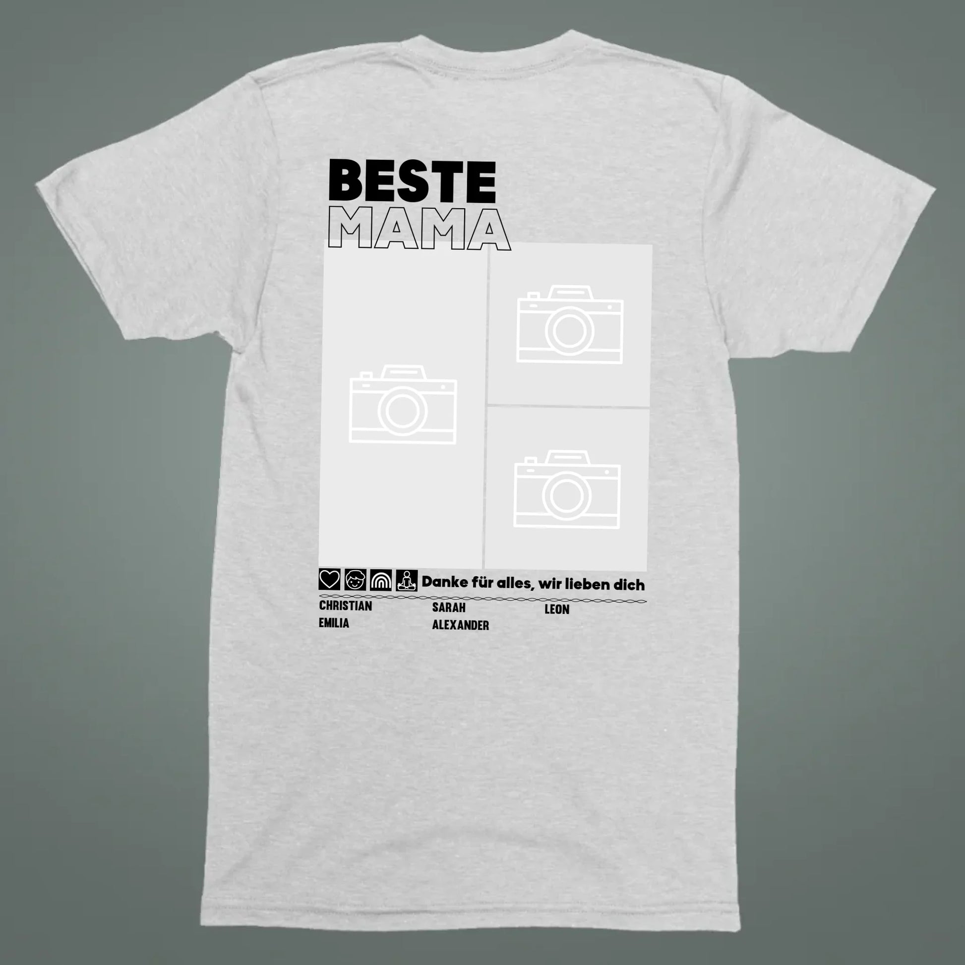 Beste Mama - Bio Oversized Damen Shirt *personalisierbar mit Fotos* Creator T-Shirt 2.0 ST ST BACK ONLY Heather-Grey