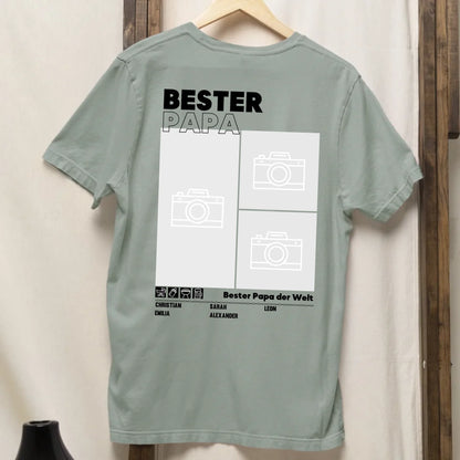 Bester Papa - Bio Herren Shirt *personalisierbar mit Fotos* Creator T-Shirt 2.0 ST ST BACK ONLY Aloe