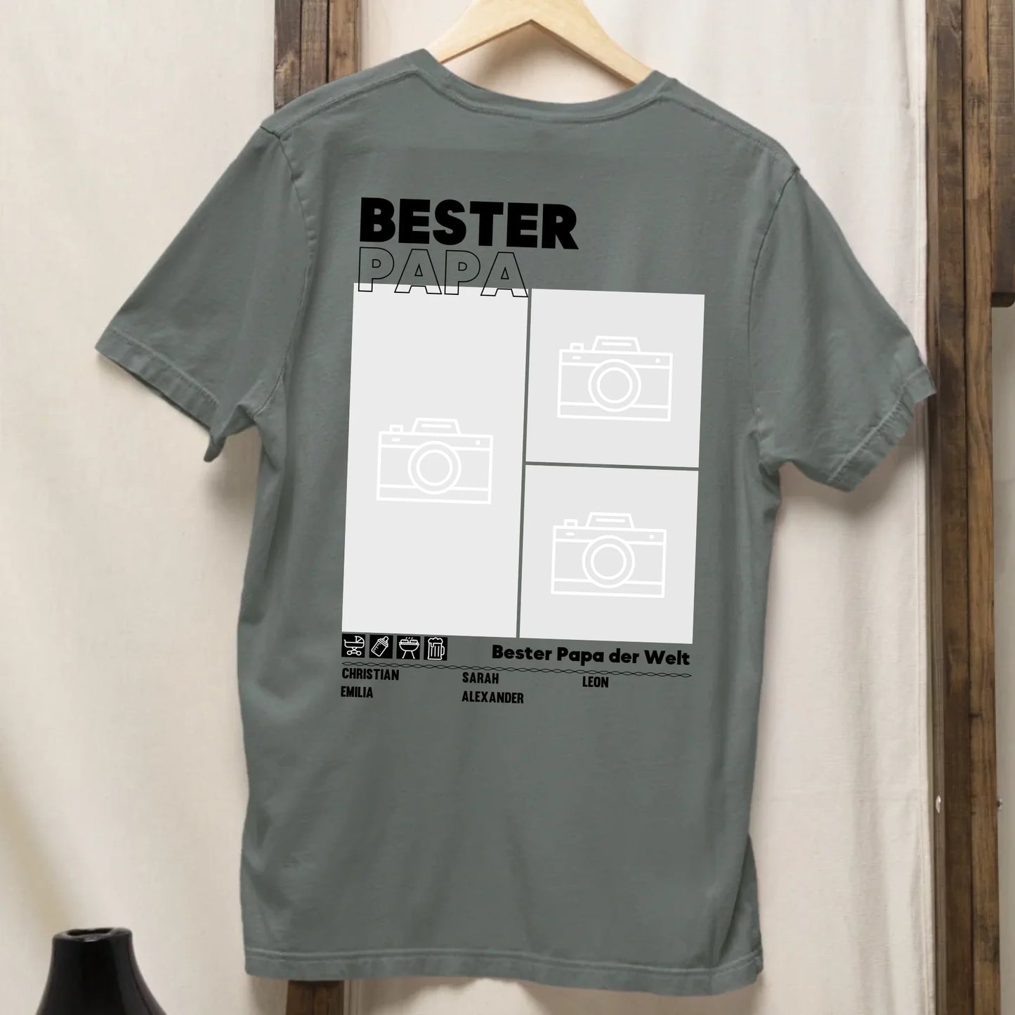 Bester Papa - Bio Herren Shirt *personalisierbar mit Fotos* Creator T-Shirt 2.0 ST ST BACK ONLY Green Bay