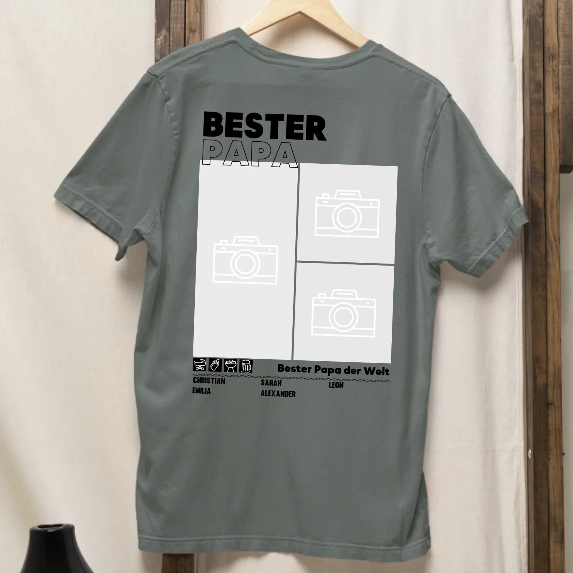 Bester Papa - Bio Herren Shirt *personalisierbar mit Fotos* Creator T-Shirt 2.0 ST ST BACK ONLY Green Bay